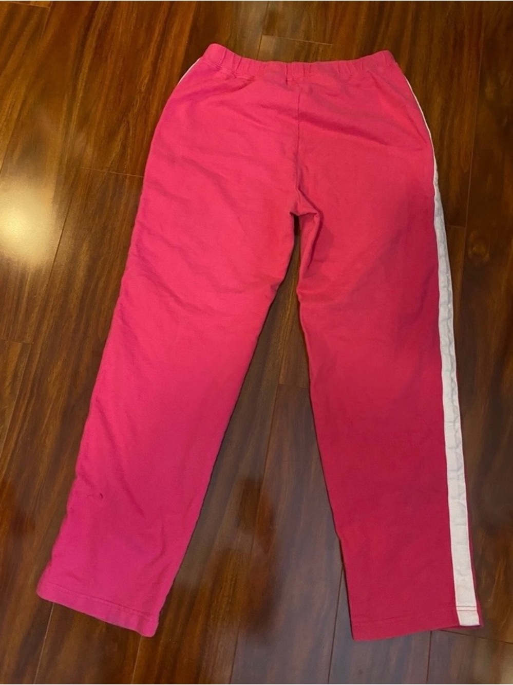 Hot Pink cropped Joggers Pants with White Side Stripe